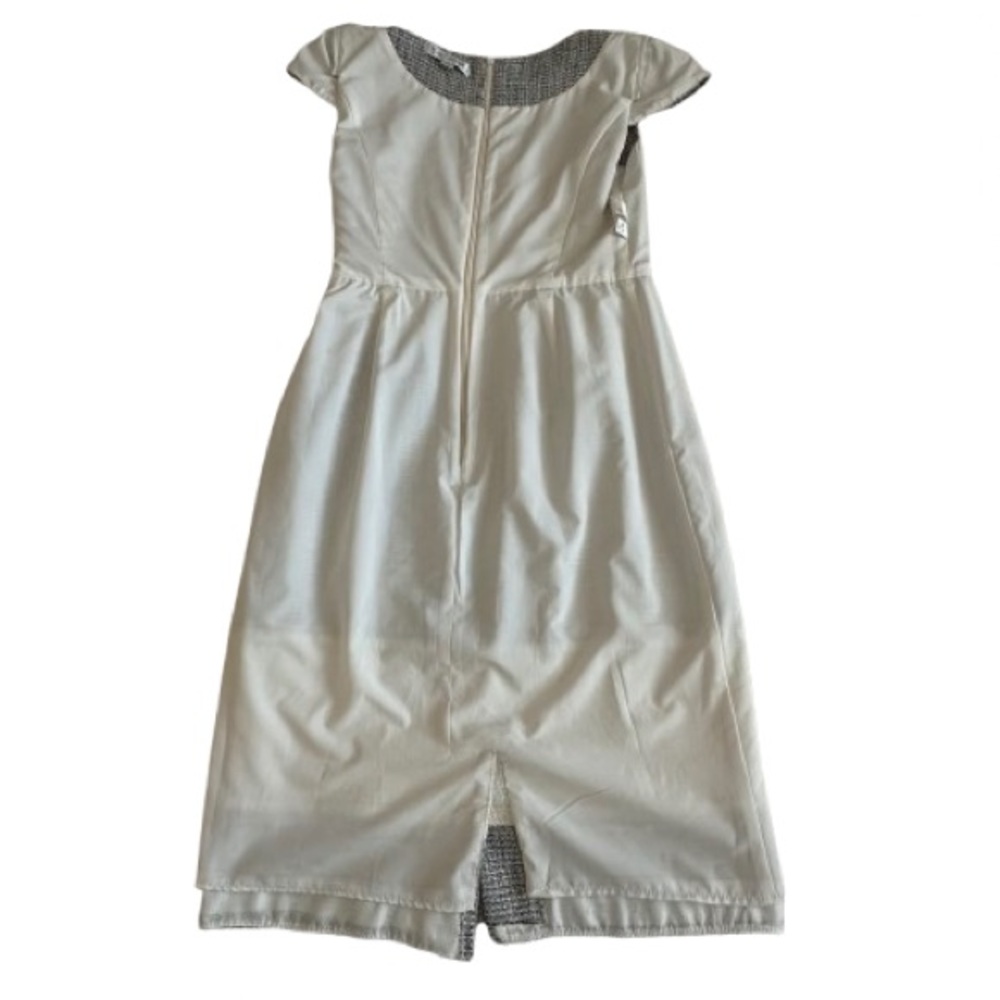 Kay Unger Chick Women's Sz.4 Gray Black & Ivory Short Sleeves Lined Midi Dress - Picture 9 of 16